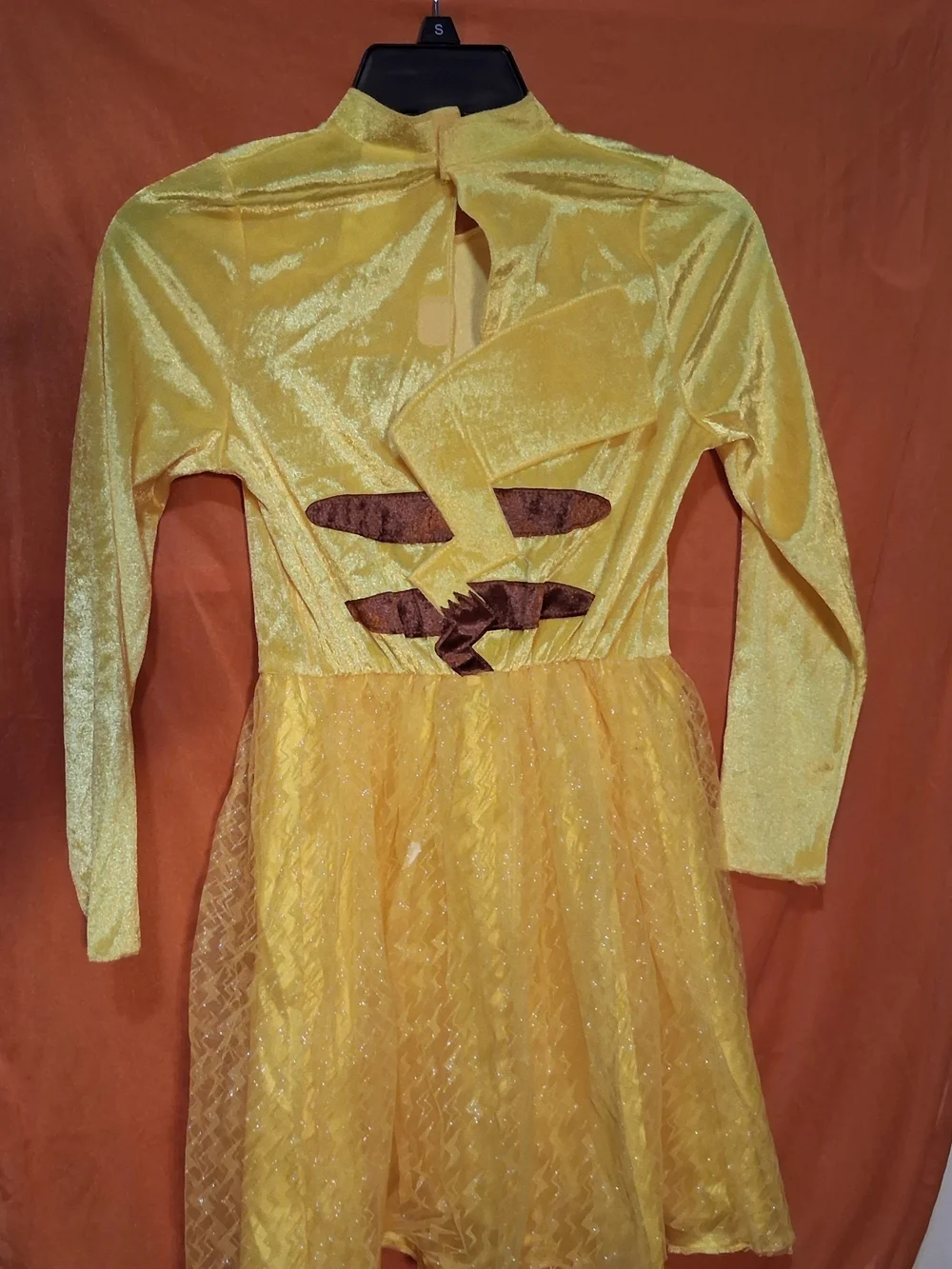 Yellow Velvet and Tulle Princess Dress for Kids - Long Sleeve Costume